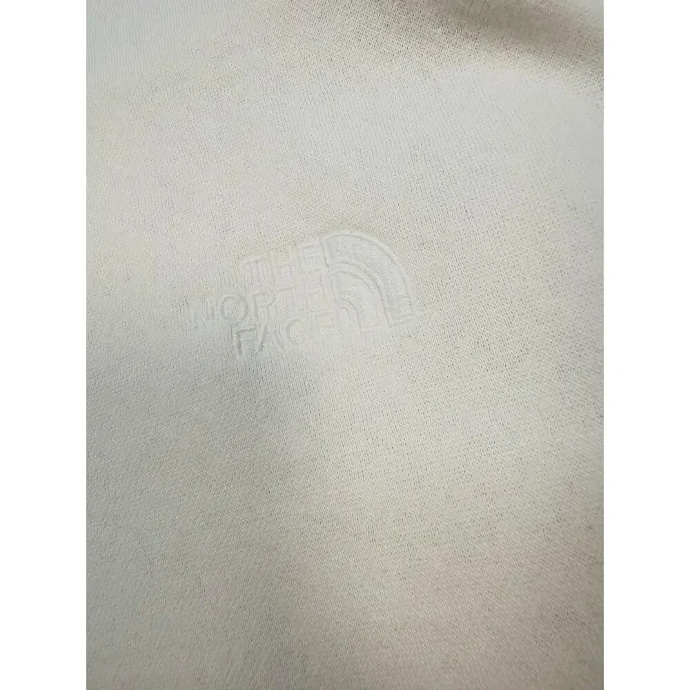 The North Face Solid Off White Crewneck Sweatshirt with Tonal Logo Size Medium